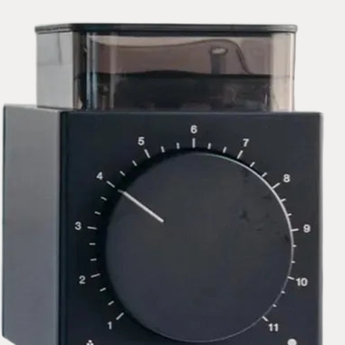 Close-up of the grind setting dial of the 31 setting burr grinder