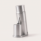 Silver CAFOVO G1048C single dose grinder, three-quarter view