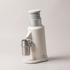 White GZZT GF64 espresso grinder seen from the side