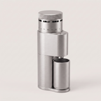 Silver SIMELO Alien portable coffee grinder with its grounds cup