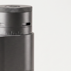 Close-up of the knurled cap and graduated ring of the graphite grey SIMELO Alien grinder