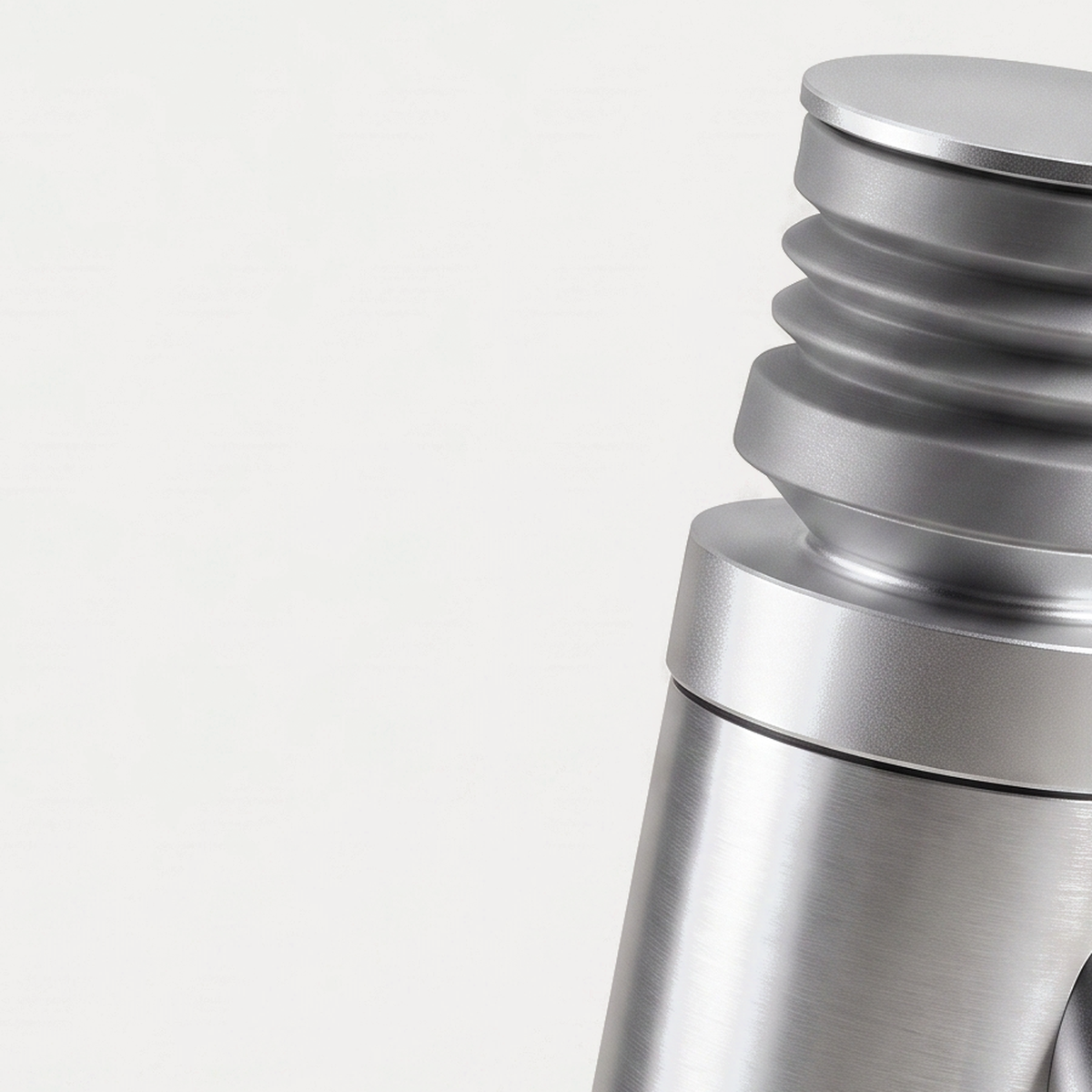 Close-up of the ribbed hopper collar of the 48mm single dose grinder