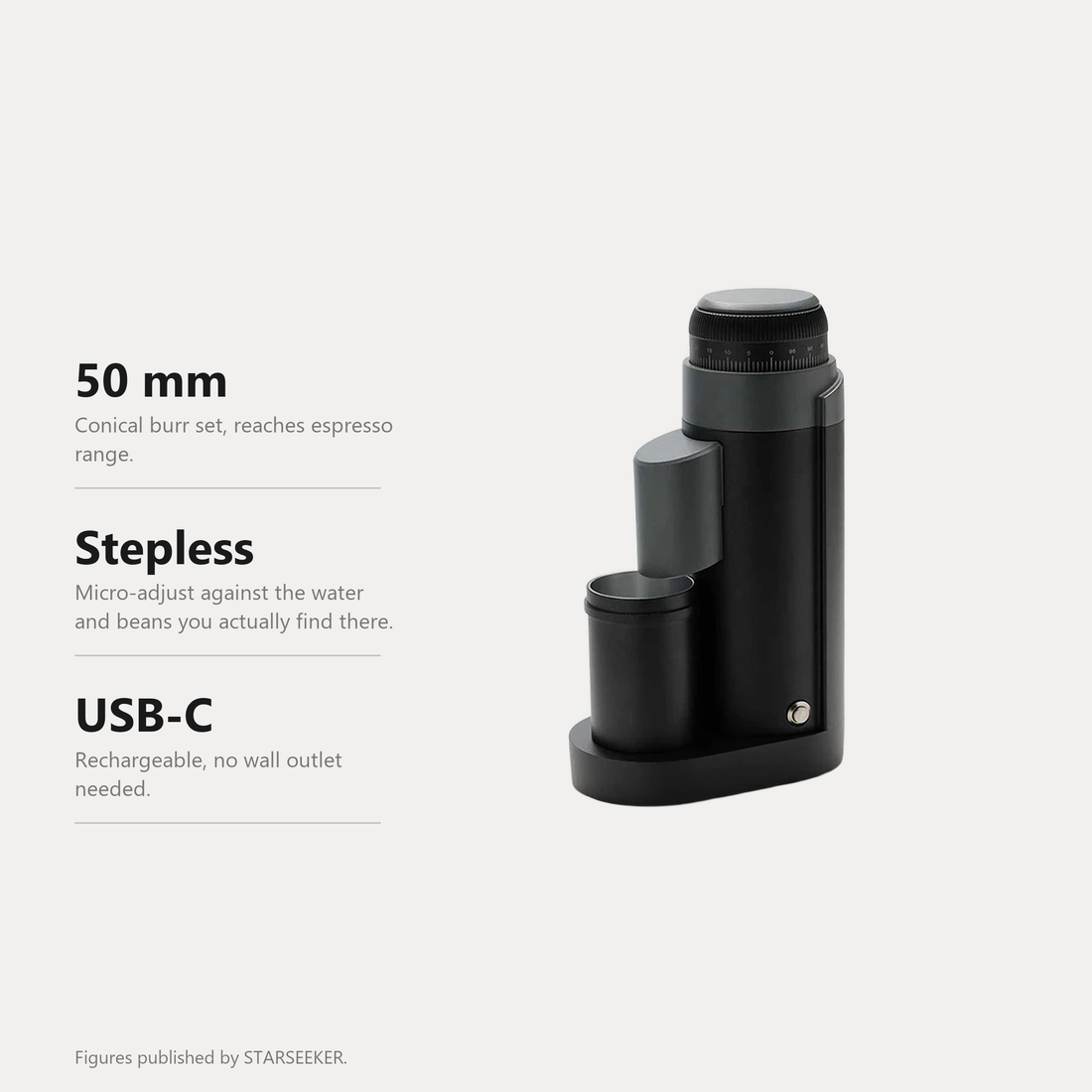 STARSEEKER Go50 Portable Coffee Grinder, 50mm Conical Burr