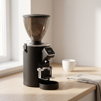 SUBARASI IT-CG17 espresso grinder on an oak kitchen counter in morning light