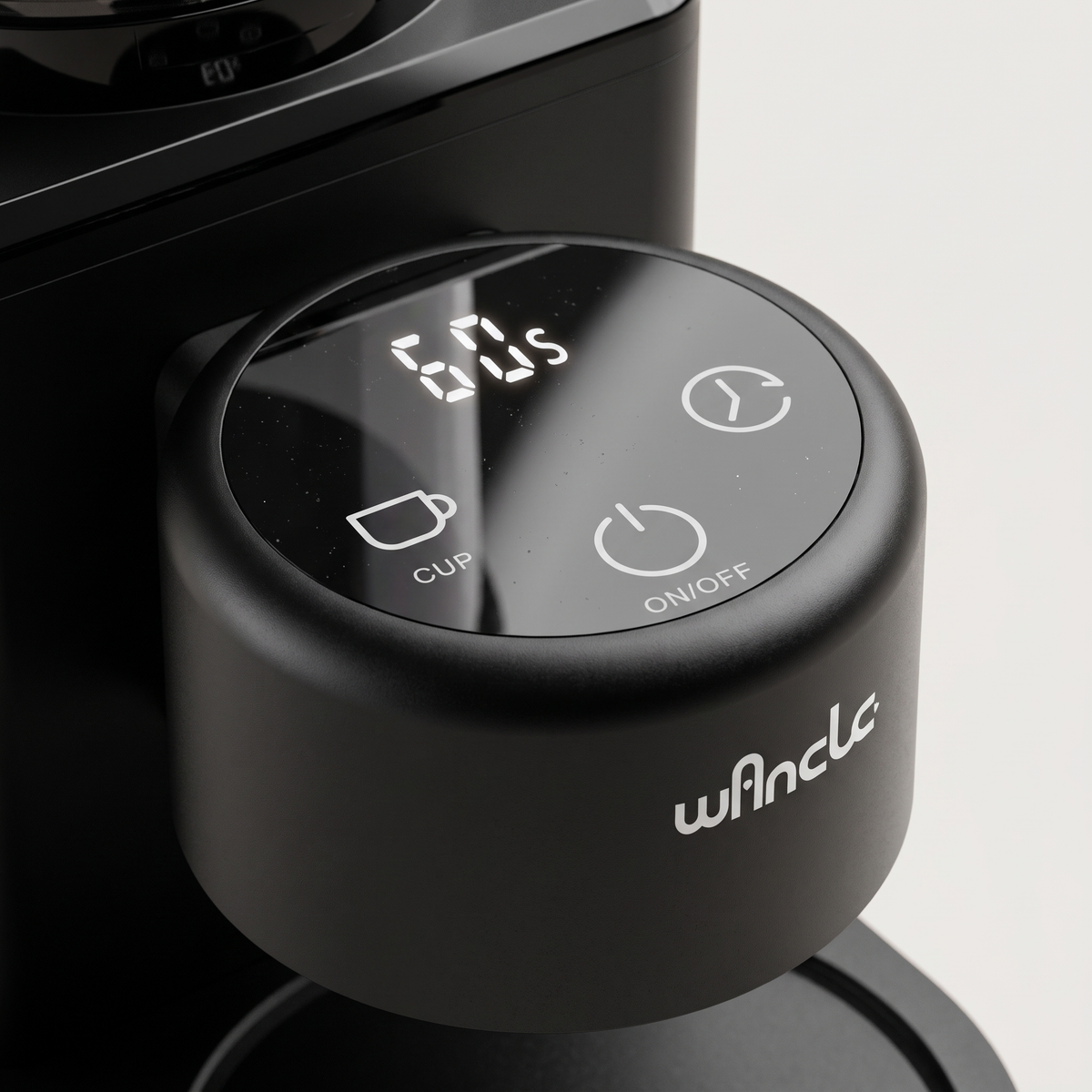 Close-up of the Wancle CBG-9001 round touch control panel and display